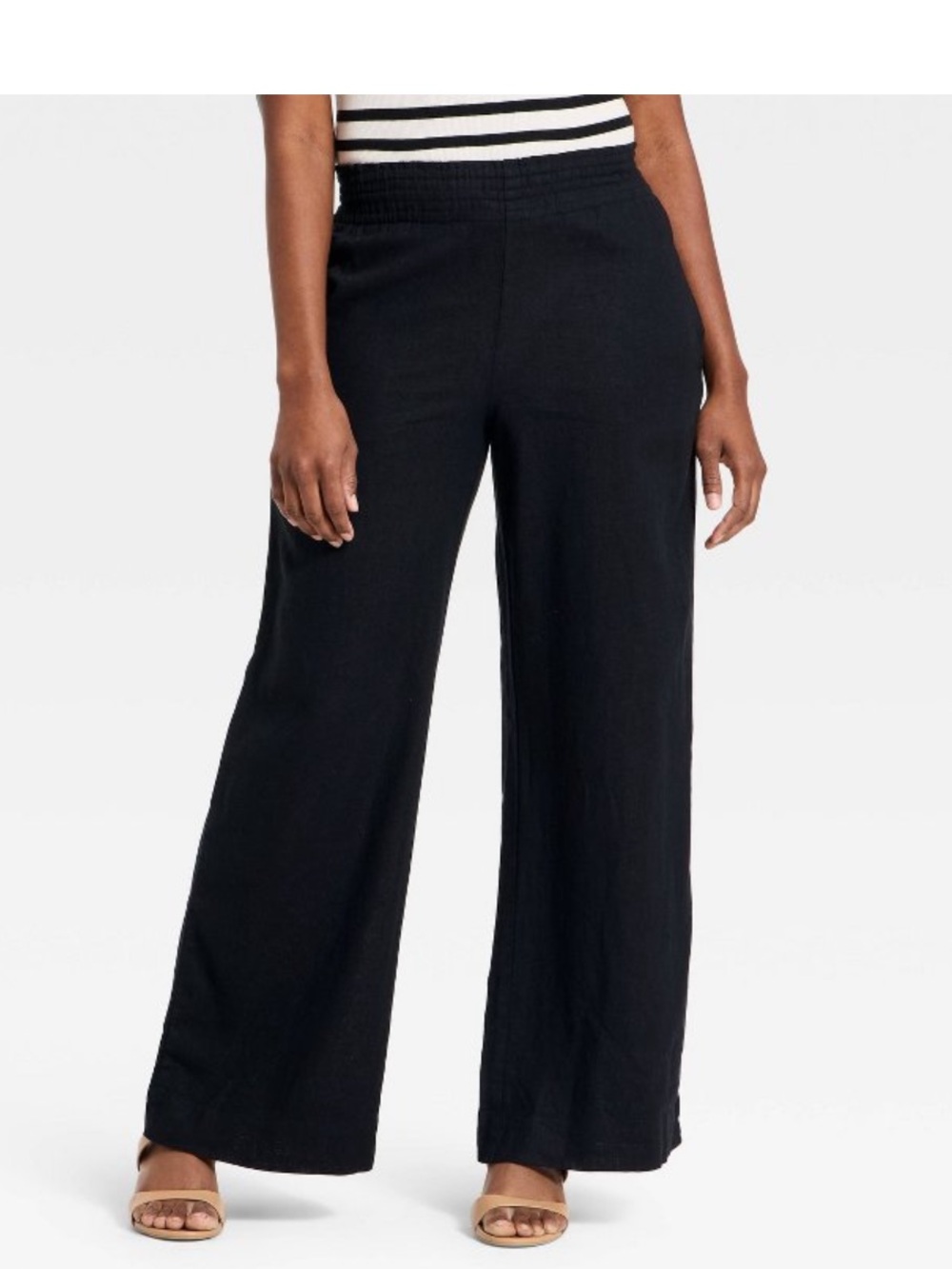 A new day pull on linen blend wide leg pant